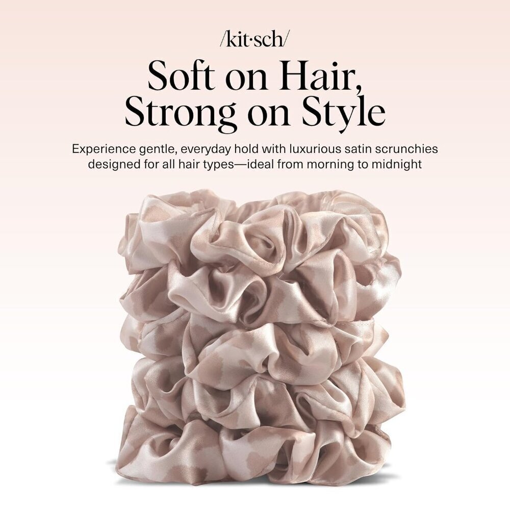 Leopard Prints Satin Scrunchies for Women - No Crease Hair Ties for Girls, Scrun - Picture 8 of 8